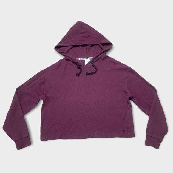 PINK Victoria’s Secret Hoodie Womens XS Purple Crop Long Sleeve Pullover - Picture 1 of 8